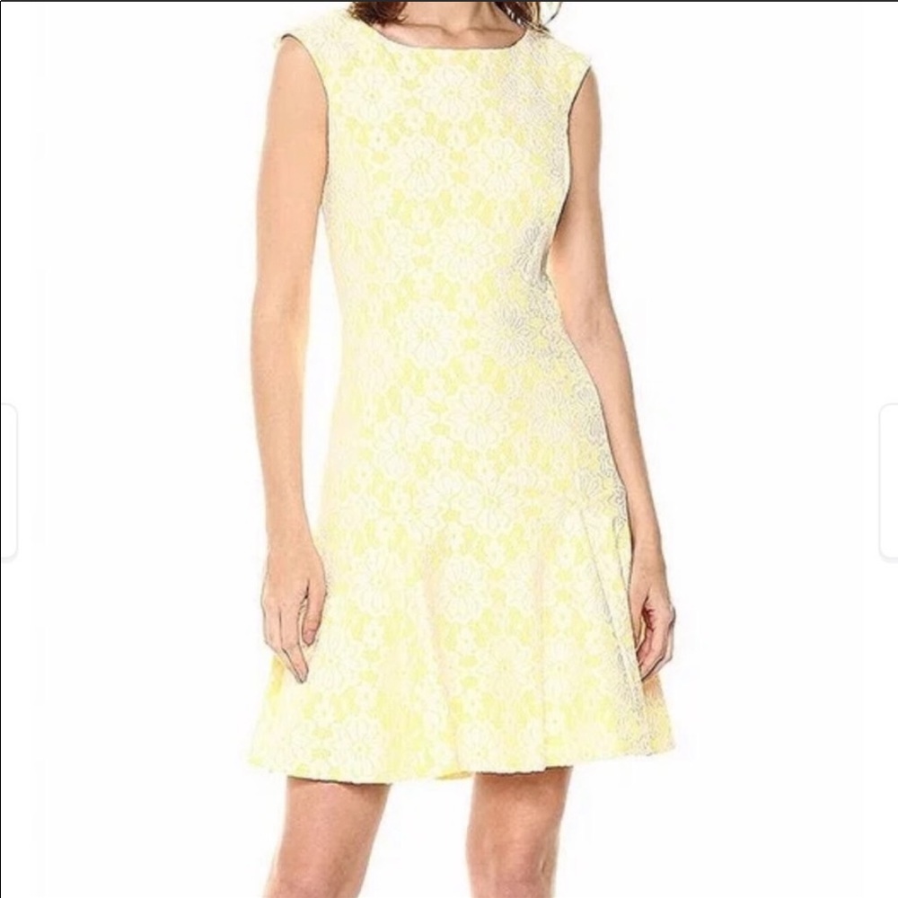Nanette lepore yellow & white lace dress